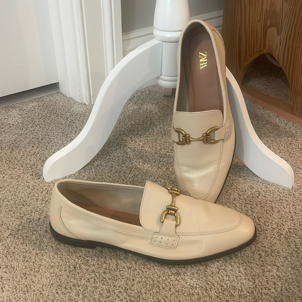 Zara cream horse bit loafers